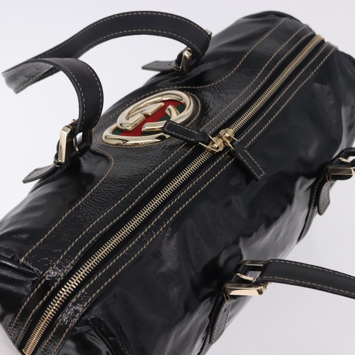 GUCCI Interlocking Web Sherry Line Bag Patent leather Black 170010 Auth 196790V - Jerrillo image 6