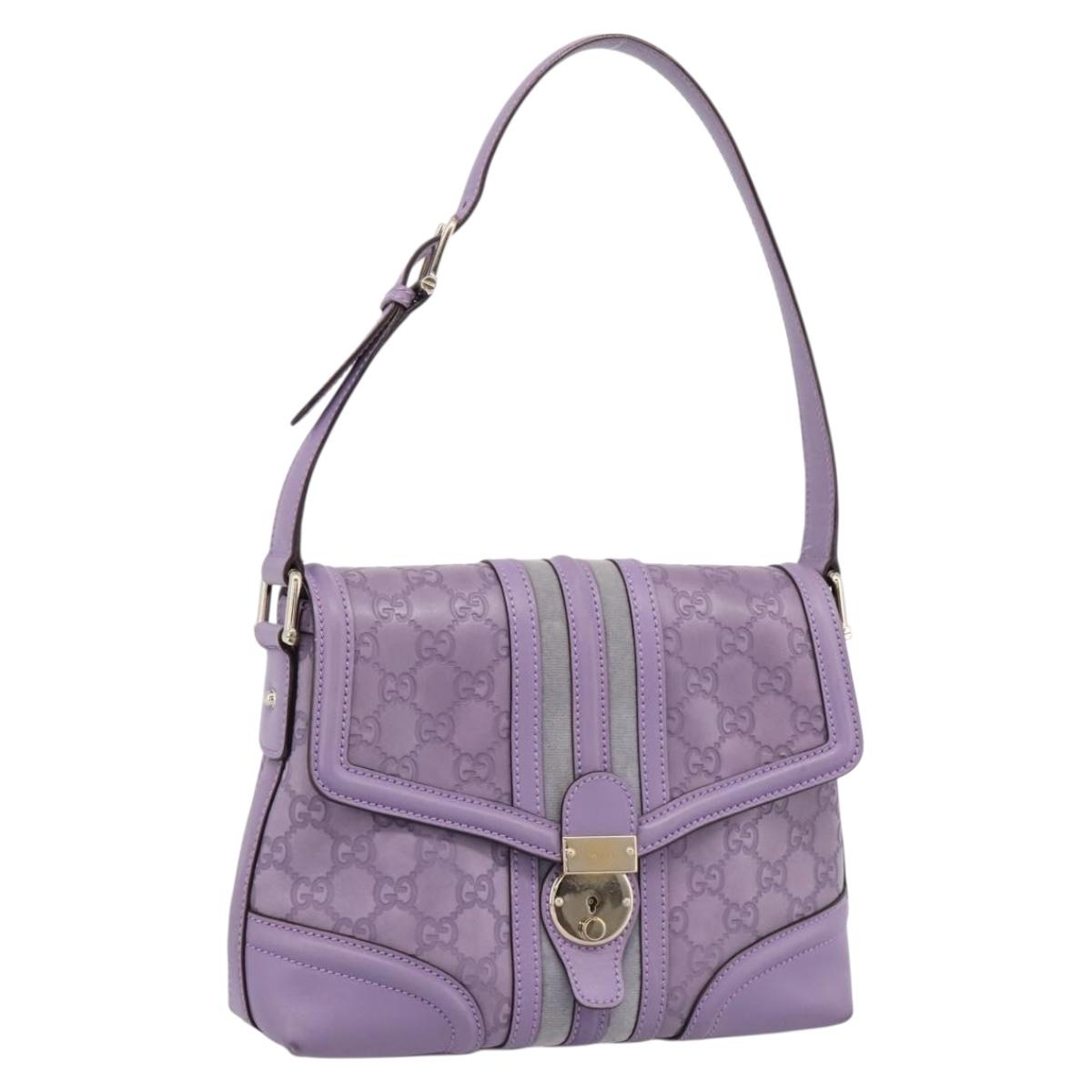GUCCI GG Canvas Guccissima Hand Bag Leather Purple Gold 145999 Auth 196833V - Jerrillo
