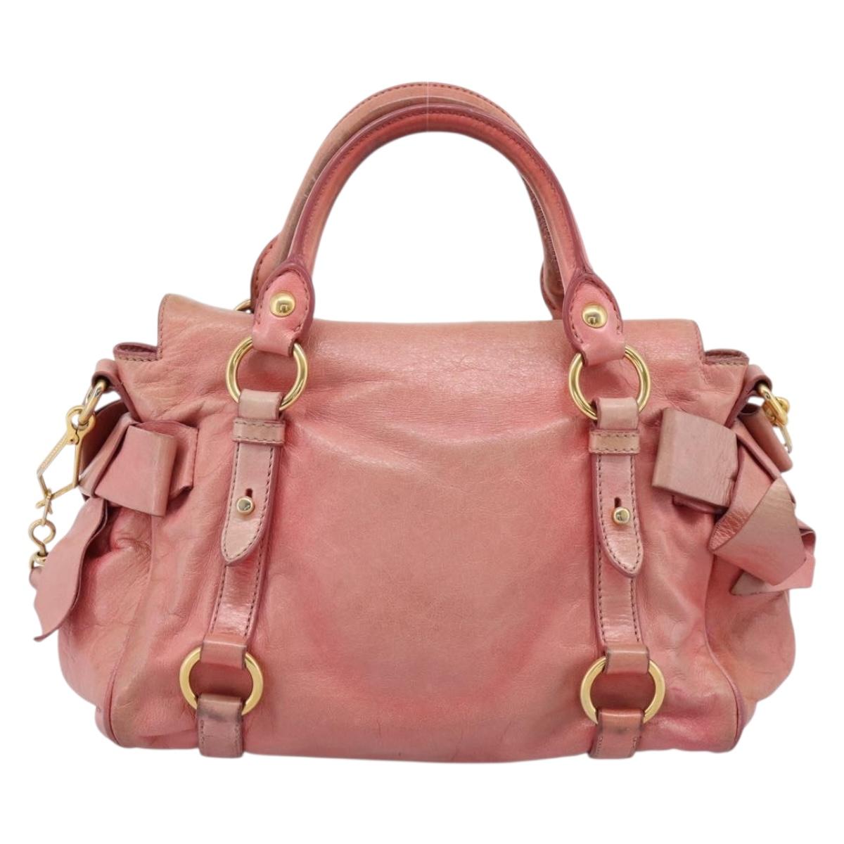 Miu Miu Hand Bag Leather 2way Pink Gold Auth 196837V - Jerrillo image 2