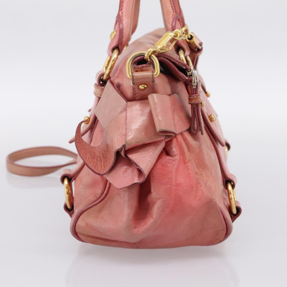 Miu Miu Hand Bag Leather 2way Pink Gold Auth 196837V - Jerrillo image 3