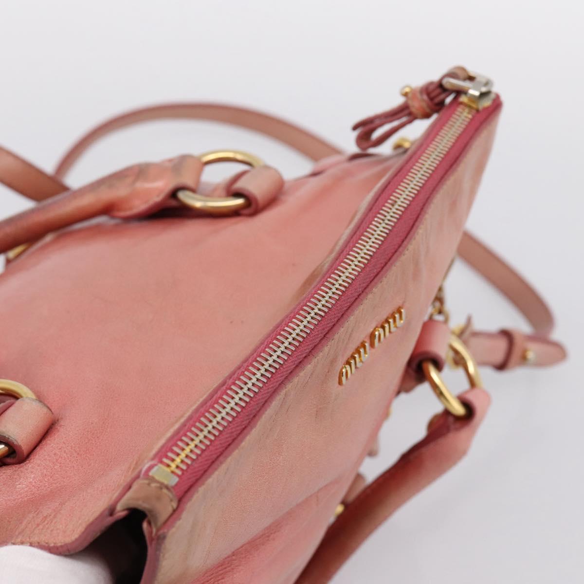 Miu Miu Hand Bag Leather 2way Pink Gold Auth 196837V - Jerrillo image 6