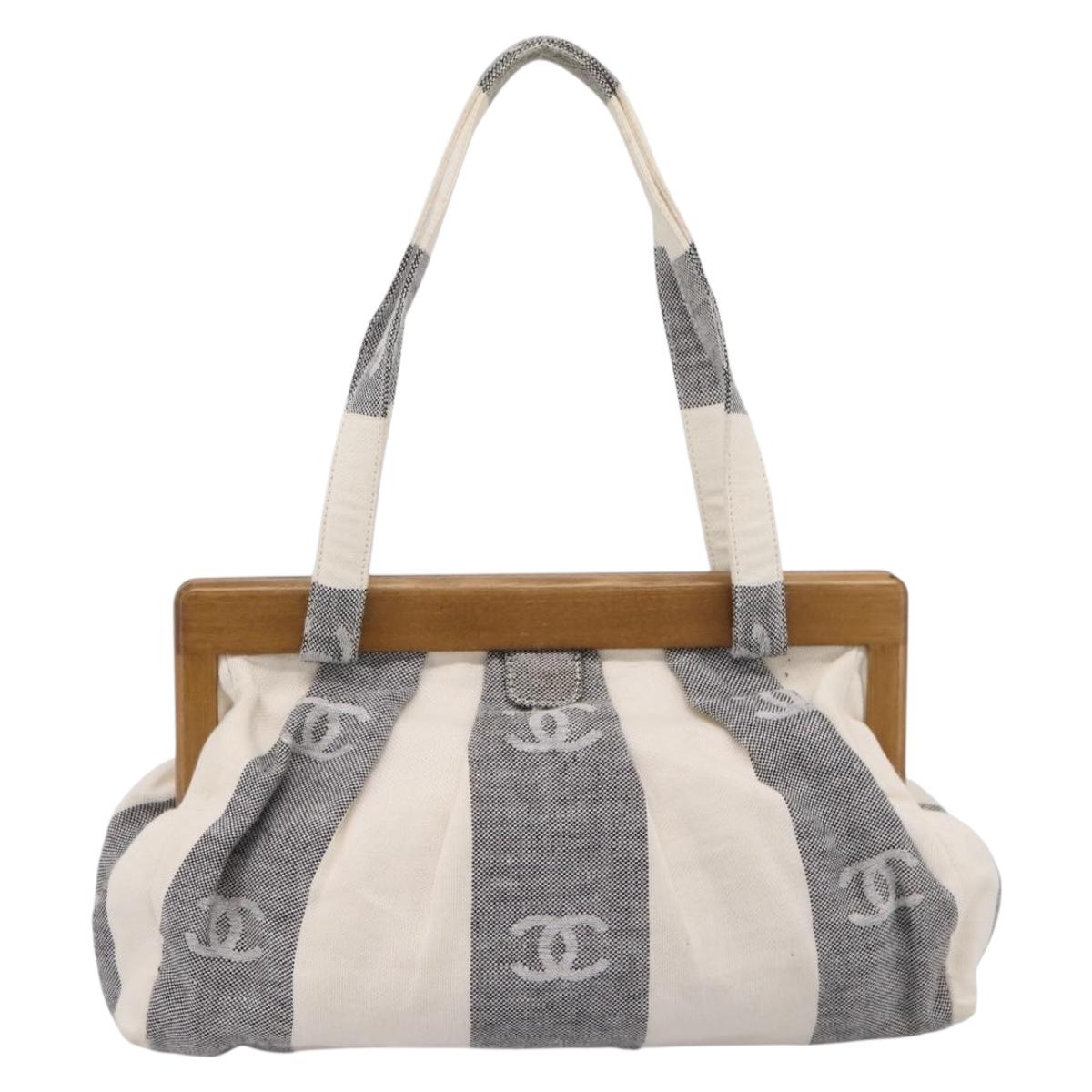 CHANEL Tote Bag Canvas Gray Gold CC Auth 196989V - Jerrillo image 2