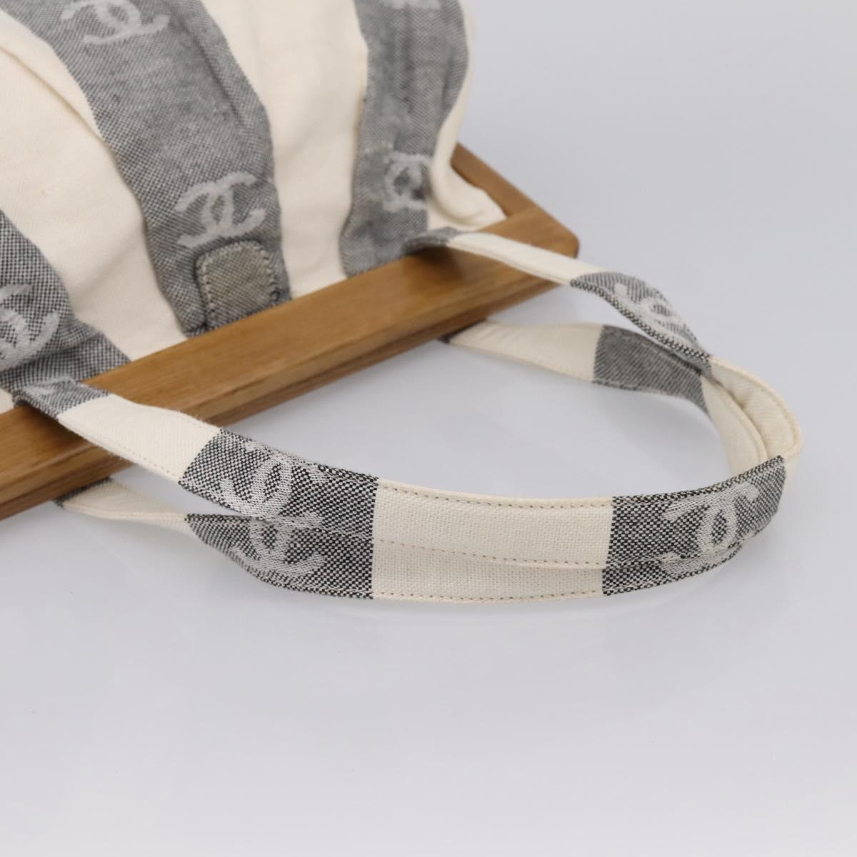CHANEL Tote Bag Canvas Gray Gold CC Auth 196989V - Jerrillo image 7