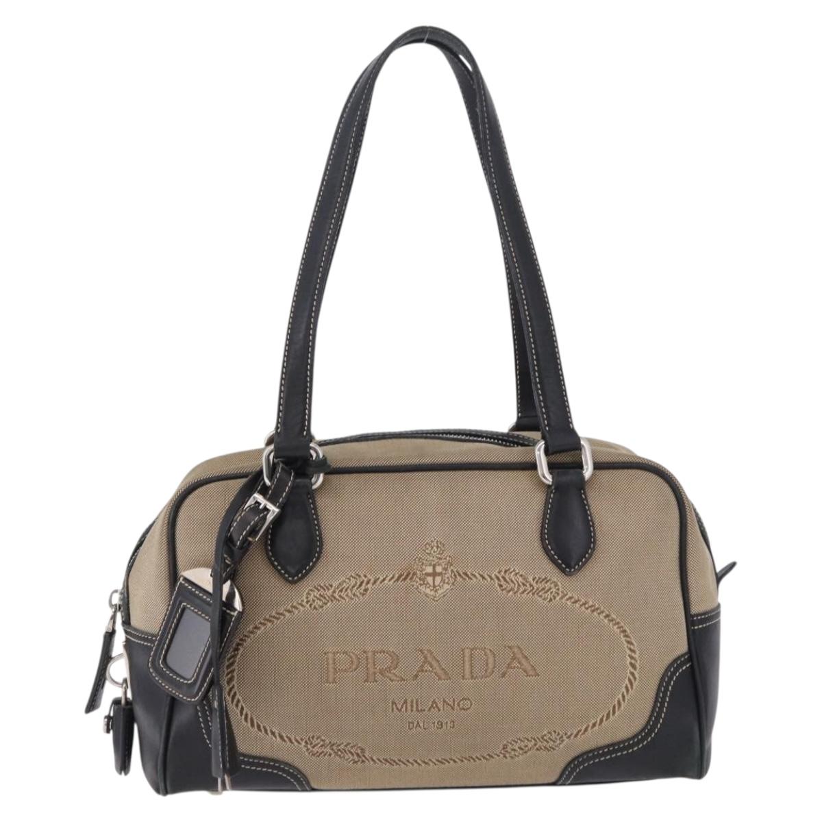 PRADA Tote Bag Canvas Beige Silver Auth 197022A - Jerrillo image 2