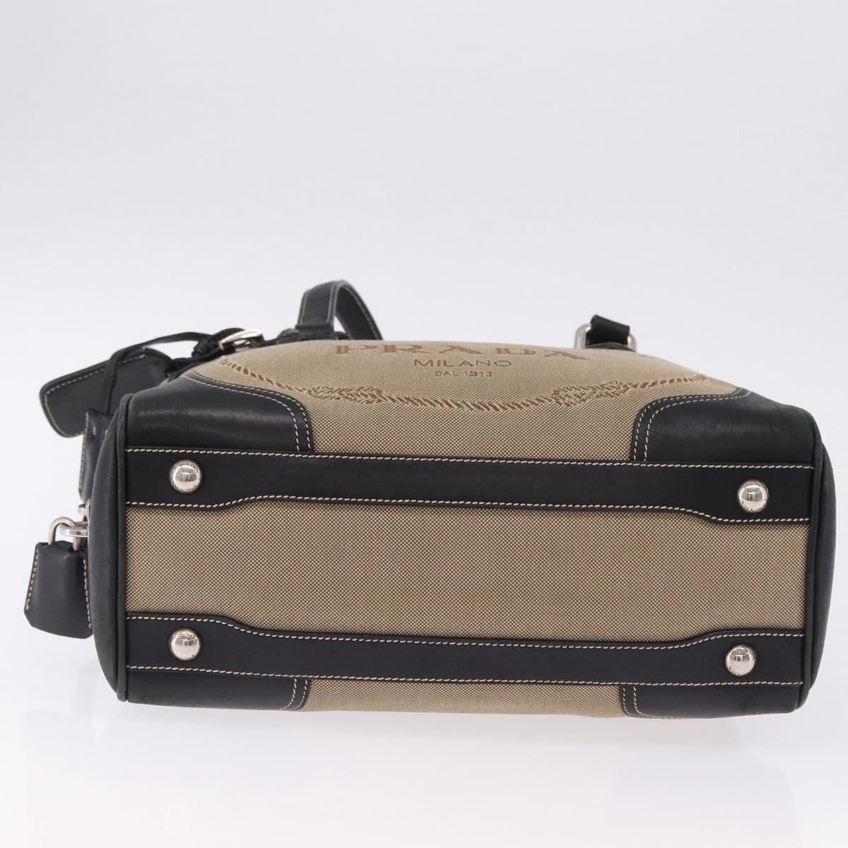 PRADA Tote Bag Canvas Beige Silver Auth 197022A - Jerrillo image 9