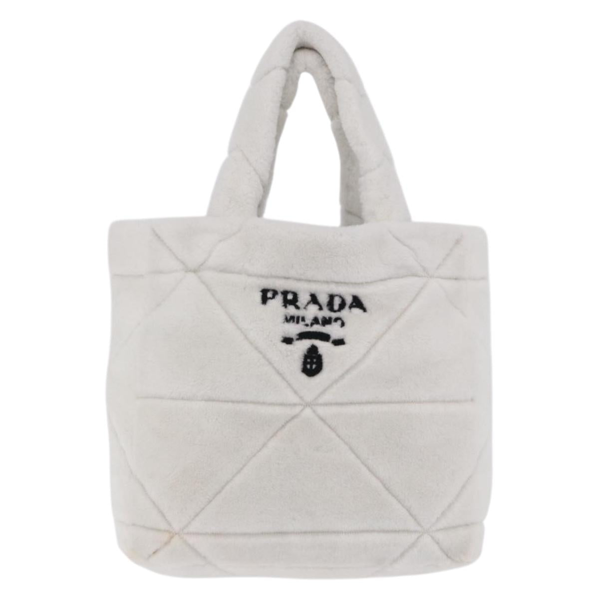 PRADA Tote Bag Fur White Silver Auth 197109SAM - Jerrillo image 2