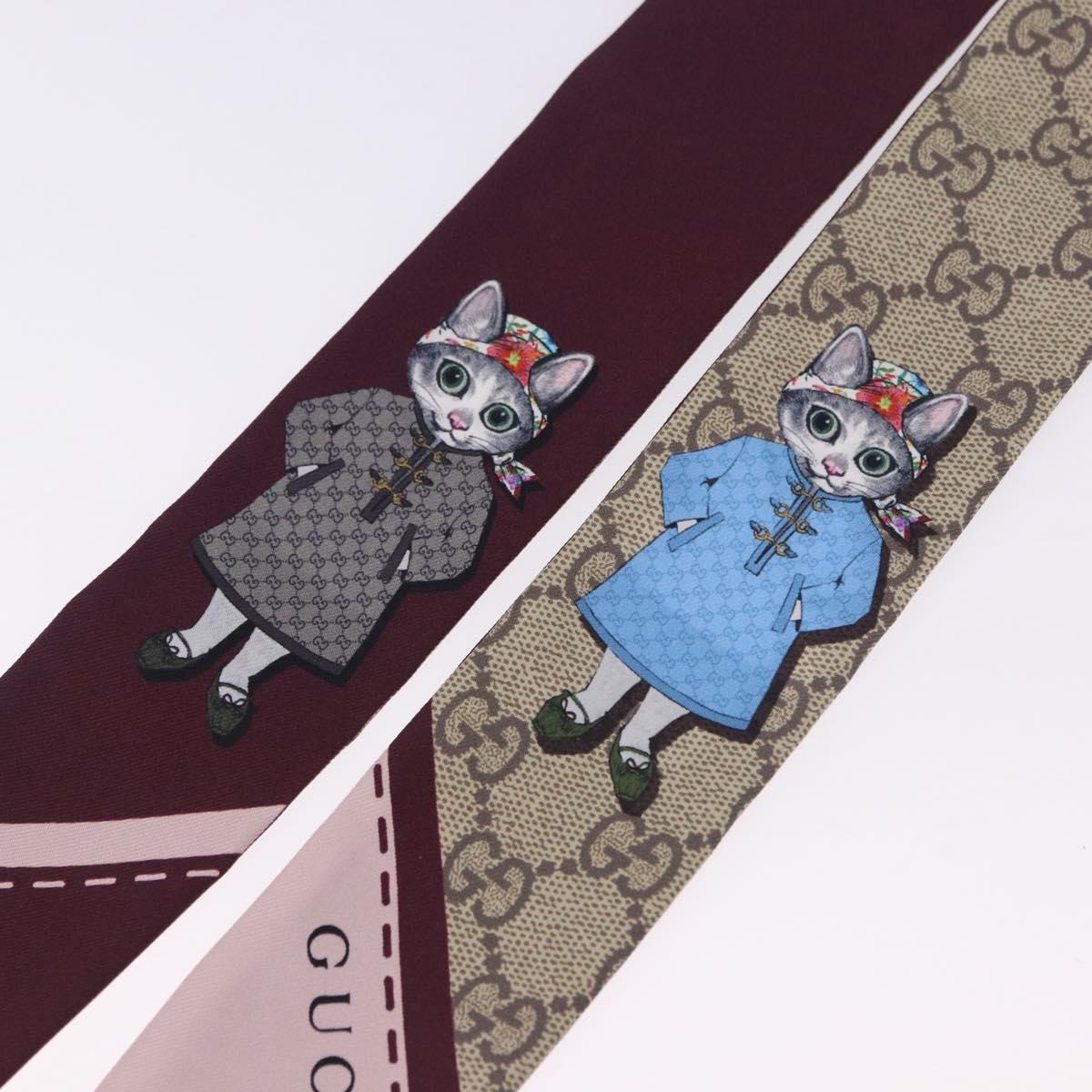 GUCCI GG Canvas Scarf Silk Higuchi Yuko Collaboration Beige Auth 197171M - Jerrillo image 10
