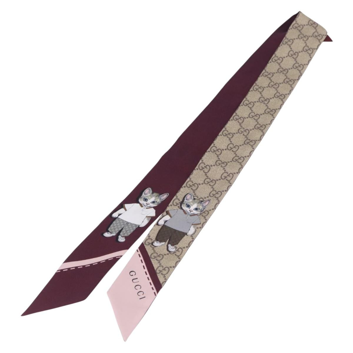 GUCCI GG Canvas Scarf Silk Higuchi Yuko Collaboration Beige Auth 197171M - Jerrillo