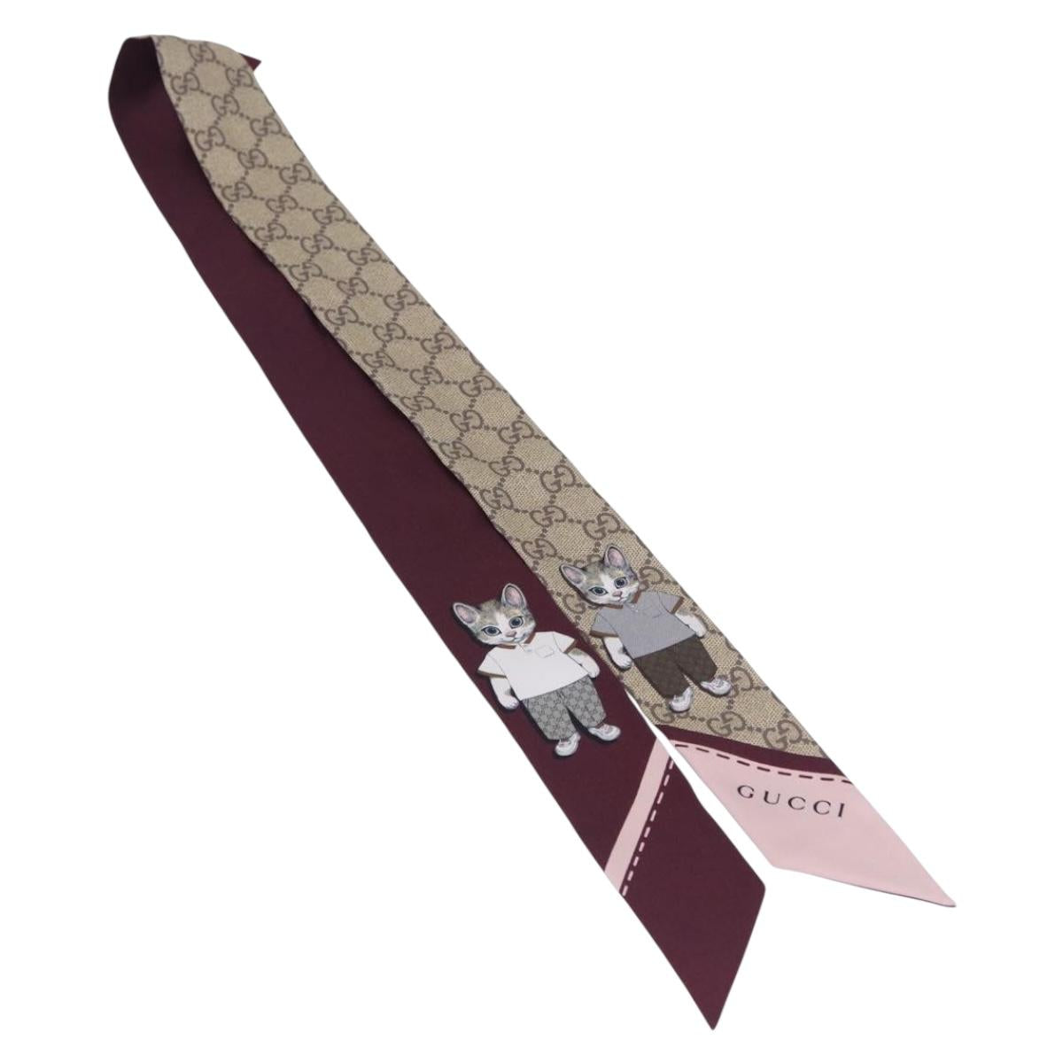 GUCCI GG Canvas Scarf Silk Higuchi Yuko Collaboration Beige Auth 197171M - Jerrillo image 2
