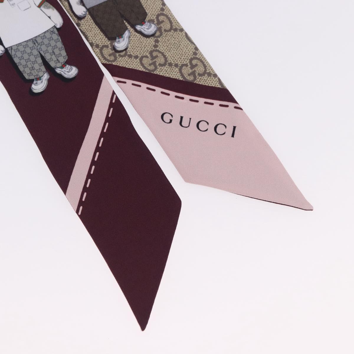 GUCCI GG Canvas Scarf Silk Higuchi Yuko Collaboration Beige Auth 197171M - Jerrillo image 3