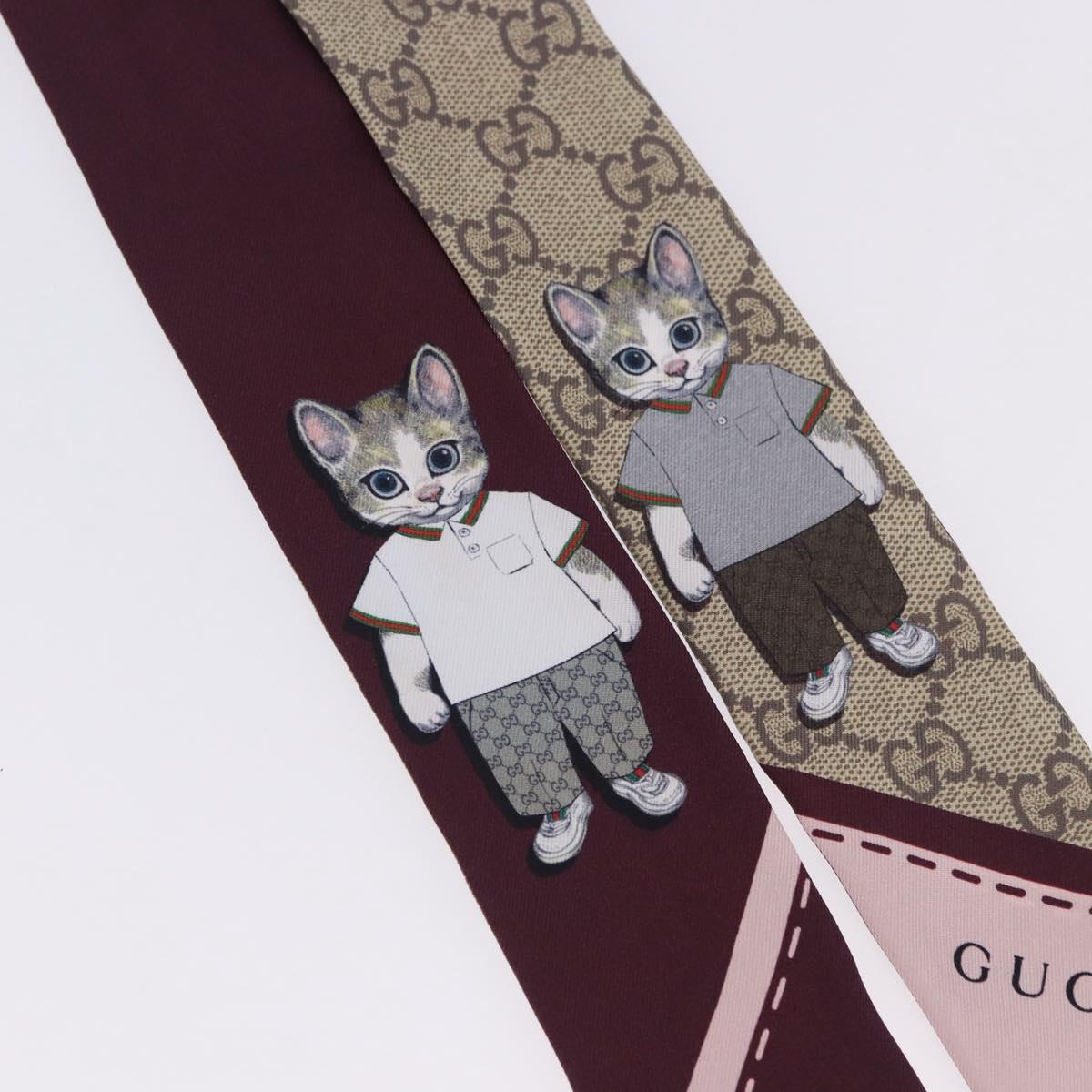GUCCI GG Canvas Scarf Silk Higuchi Yuko Collaboration Beige Auth 197171M - Jerrillo image 4