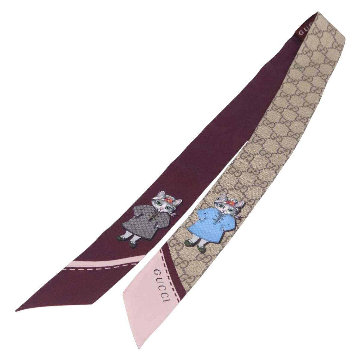 GUCCI GG Canvas Scarf Silk Higuchi Yuko Collaboration Beige Auth 197171M - Jerrillo image 8