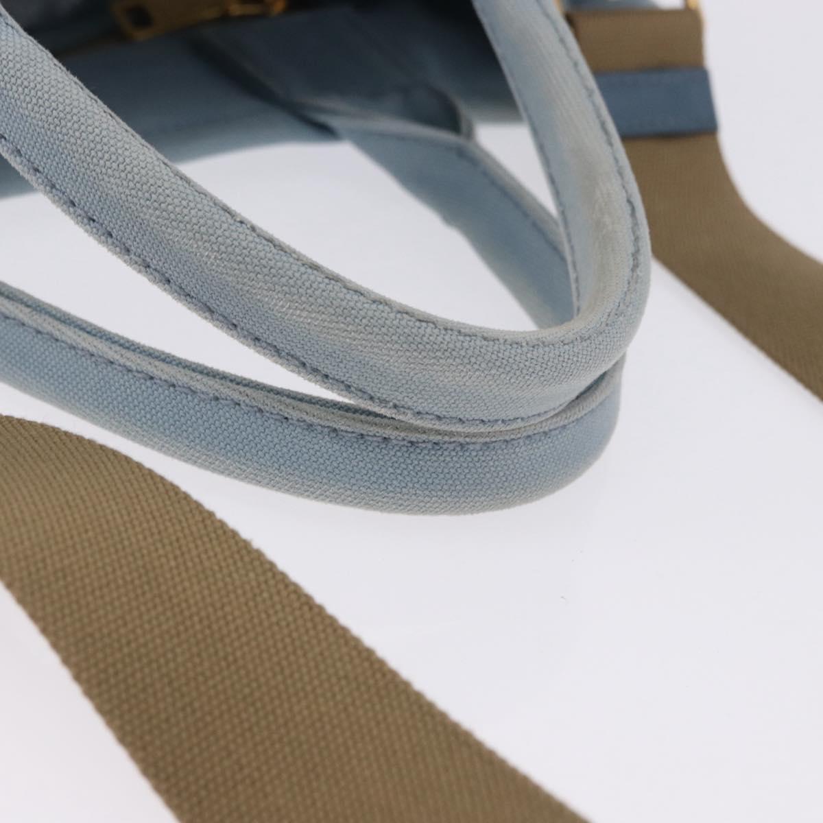 PRADA Hand Bag Straw 2way Light Blue Gold Auth 197472A - Jerrillo image 7