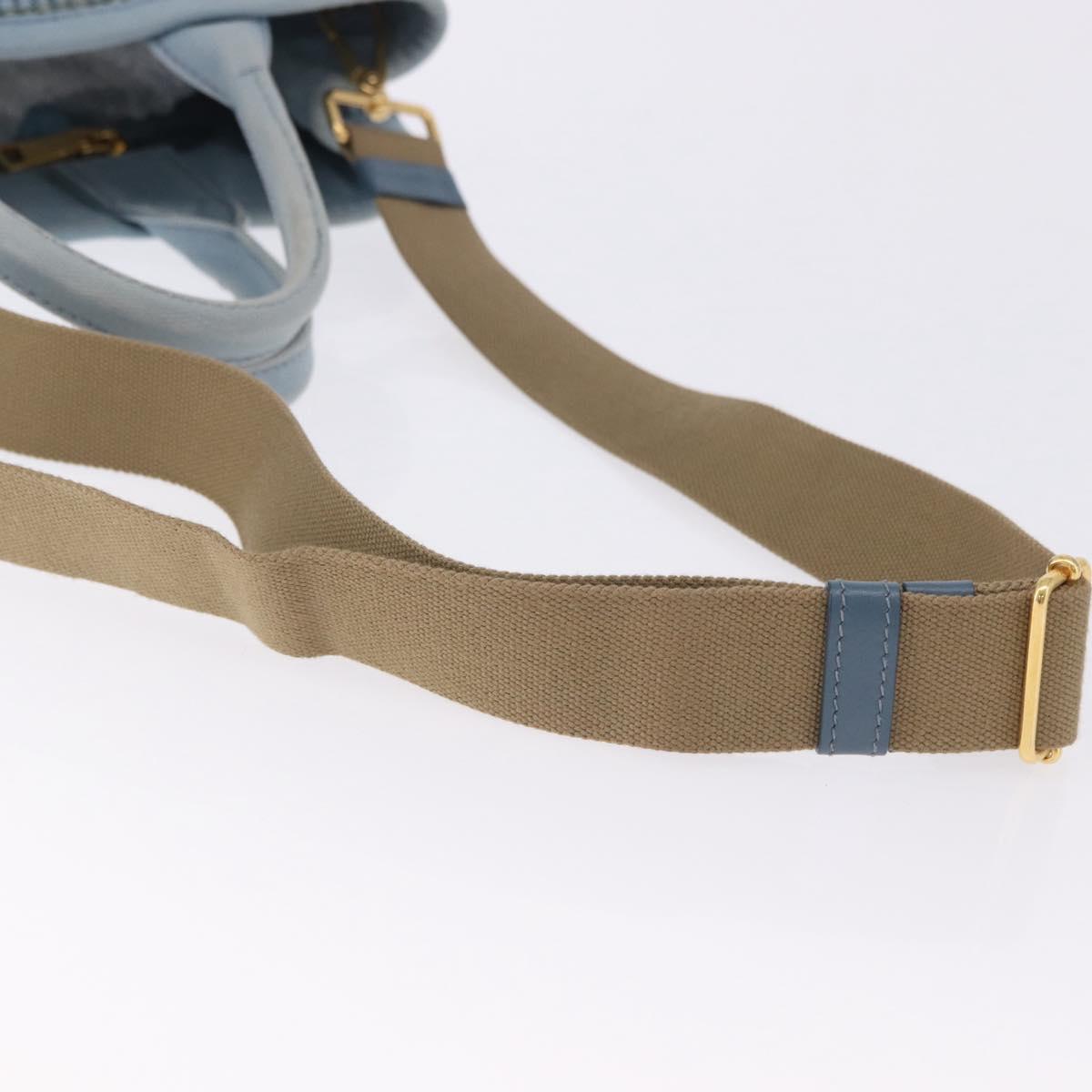 PRADA Hand Bag Straw 2way Light Blue Gold Auth 197472A - Jerrillo image 8