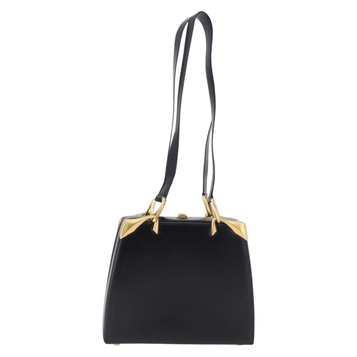 CELINE Shoulder Bag Leather Black Gold Auth 197483A - Jerrillo image 2