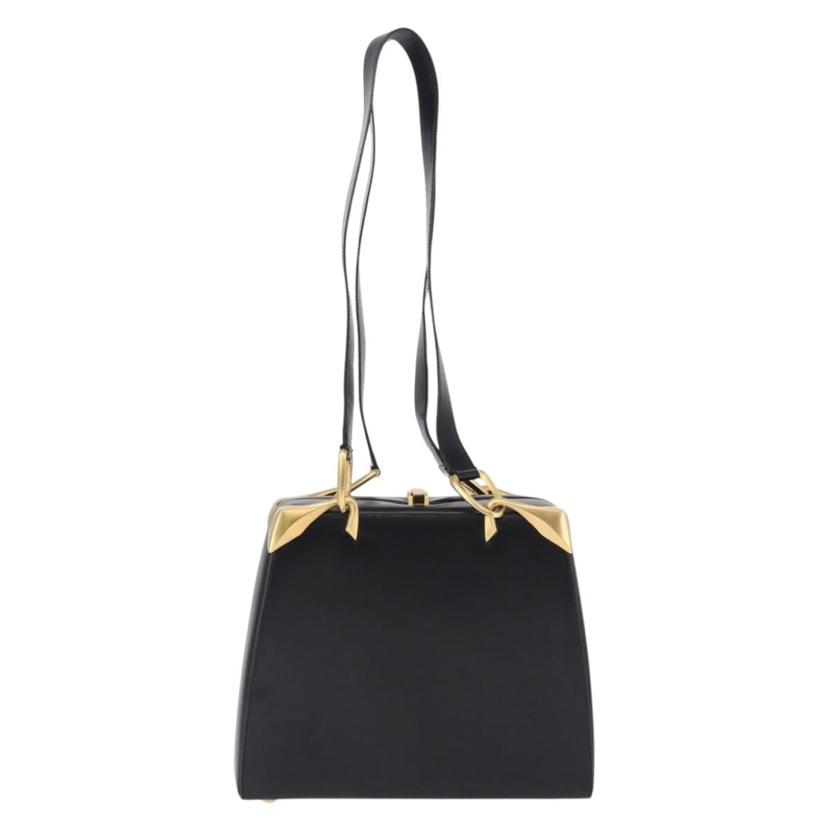 CELINE Shoulder Bag Leather Black Gold Auth 197483A - Jerrillo image 3