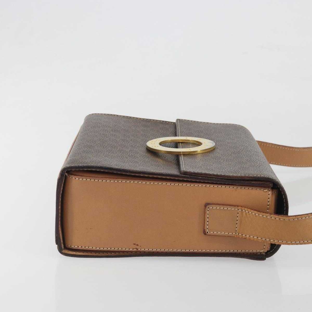 CELINE Macadam Canvas Circle Shoulder Bag PVC Leather Brown Gold Auth 197510A - Jerrillo image 3