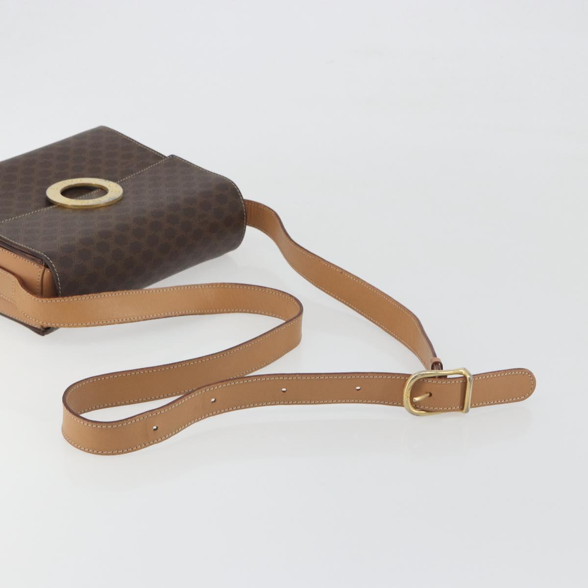 CELINE Macadam Canvas Circle Shoulder Bag PVC Leather Brown Gold Auth 197510A - Jerrillo image 7