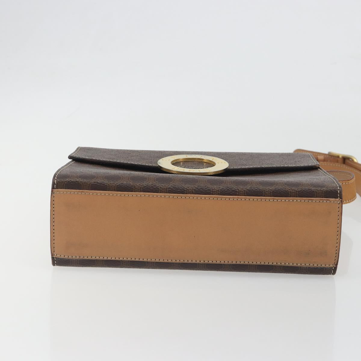 CELINE Macadam Canvas Circle Shoulder Bag PVC Leather Brown Gold Auth 197510A - Jerrillo image 5
