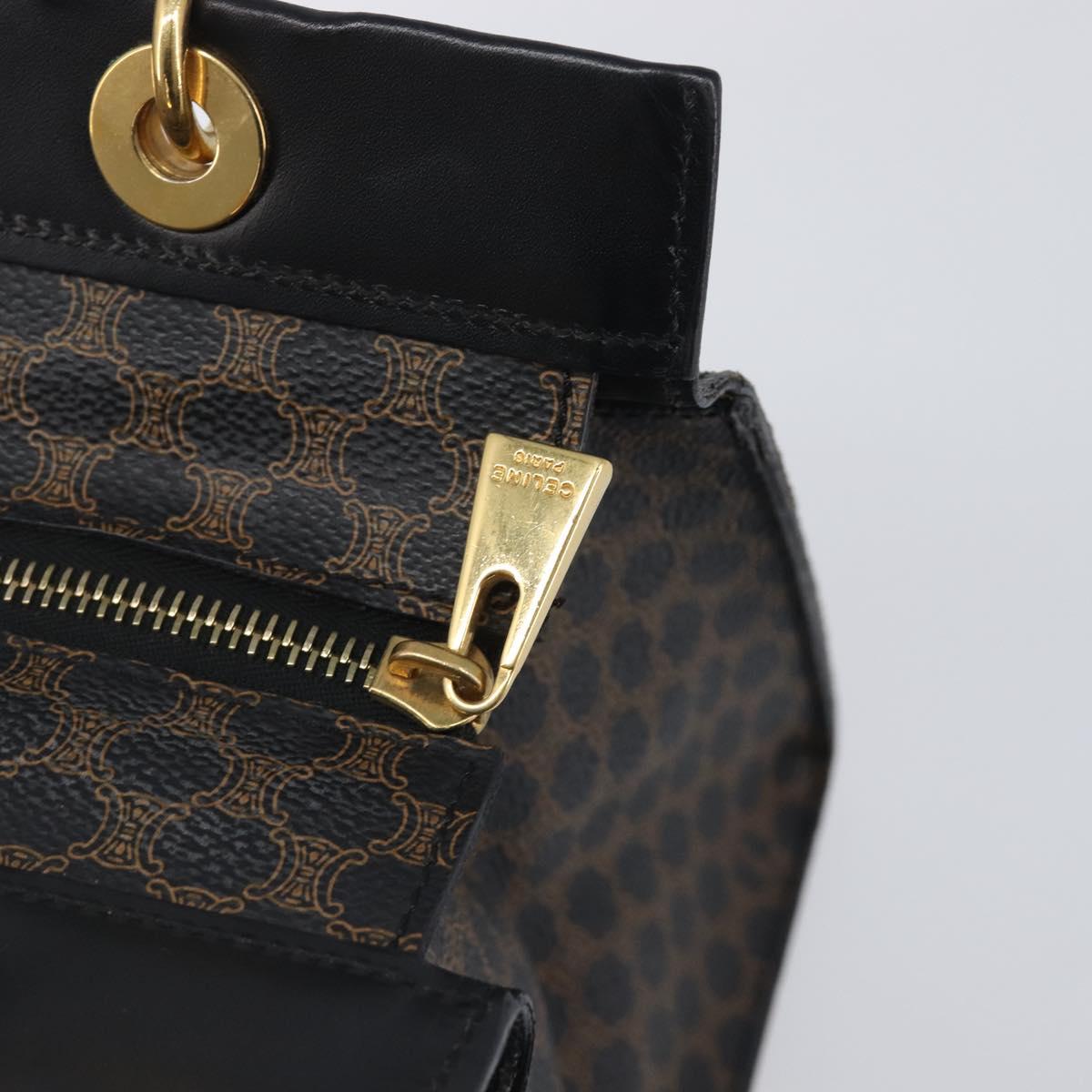 CELINE Macadam Canvas Hand Bag PVC Leather Black Gold Auth 197786A - Jerrillo image 9