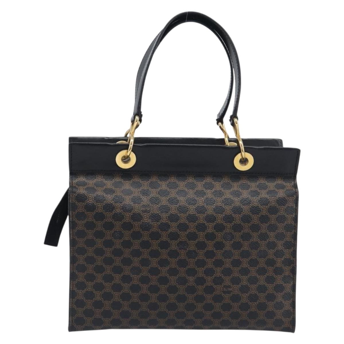CELINE Macadam Canvas Hand Bag PVC Leather Black Gold Auth 197786A - Jerrillo image 2