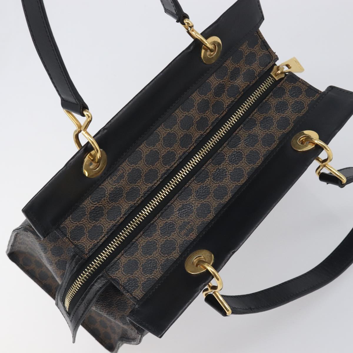 CELINE Macadam Canvas Hand Bag PVC Leather Black Gold Auth 197786A - Jerrillo image 6