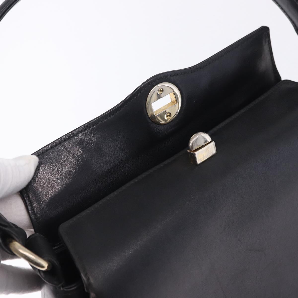 GUCCI Hand Bag Leather Black Gold Auth 197873 - Jerrillo image 9