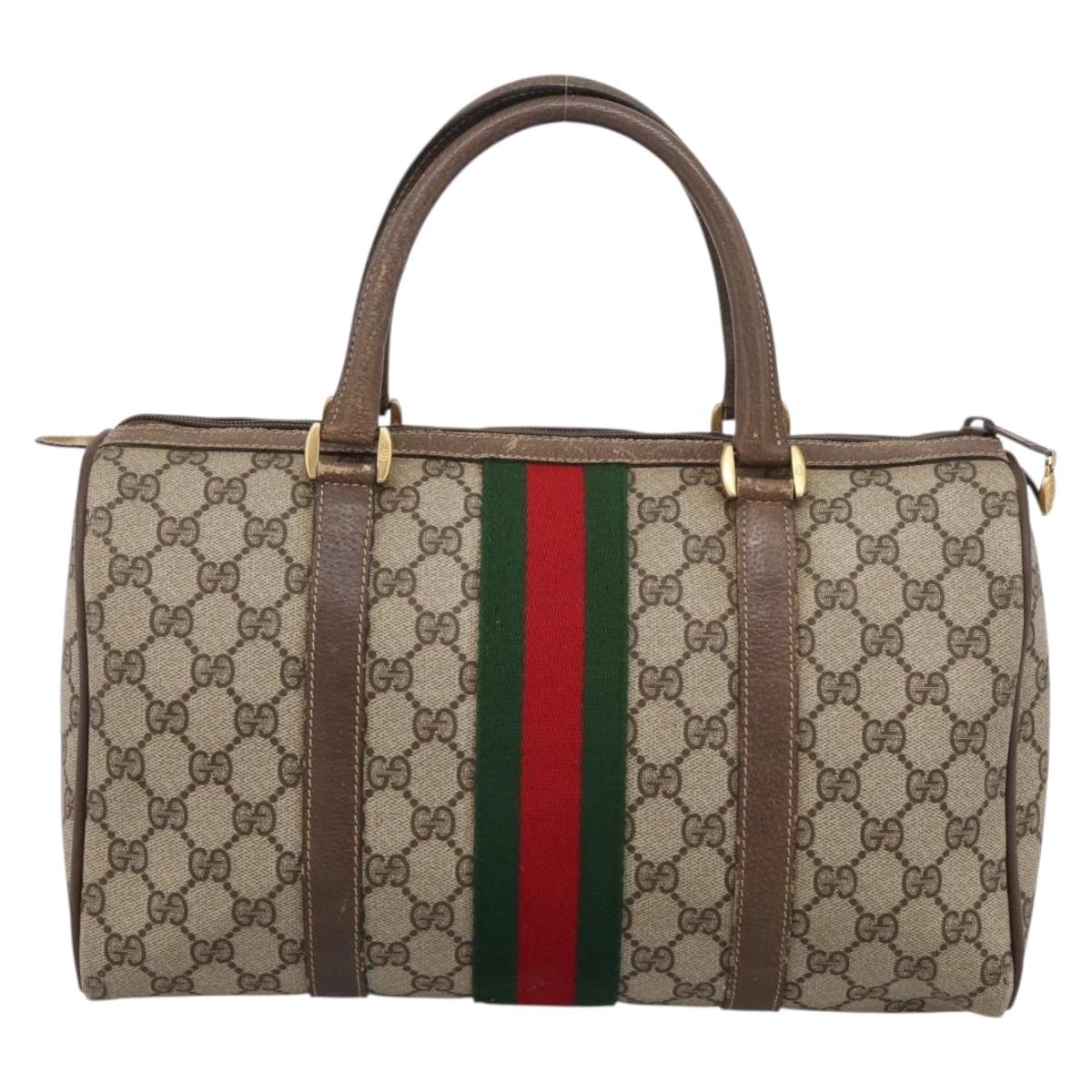 GUCCI GG Supreme Web Sherry Line Hand Bag PVC Beige Gold 40 02 007 Auth 197903 - Jerrillo image 2