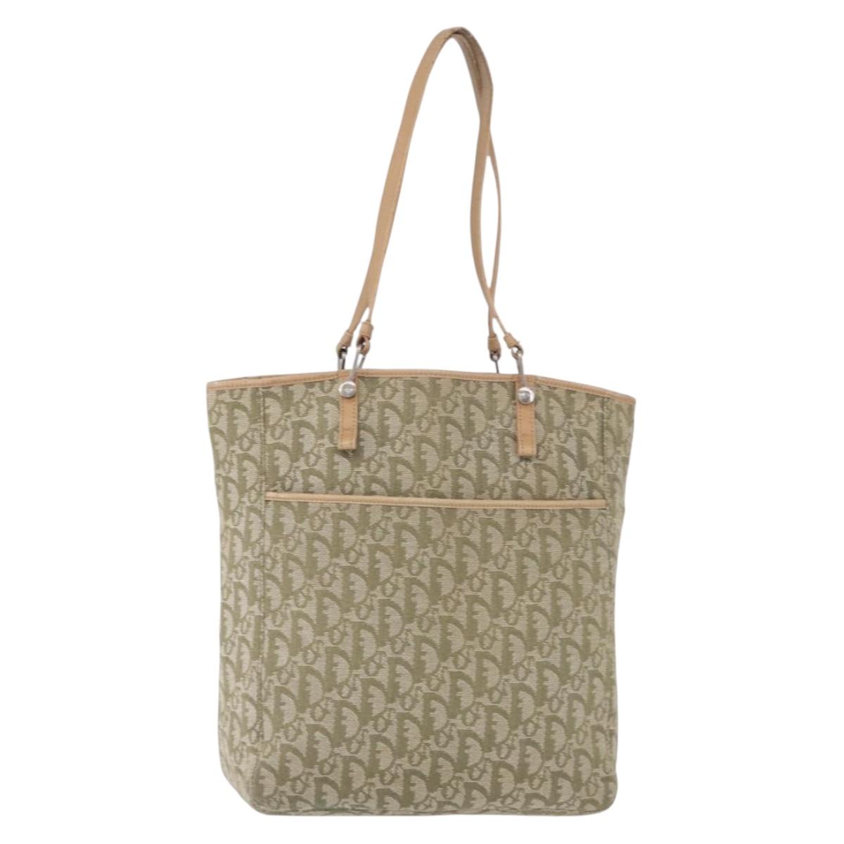 Christian Dior Trotter Canvas Tote Bag Green Silver Auth 198332 - Jerrillo image 2