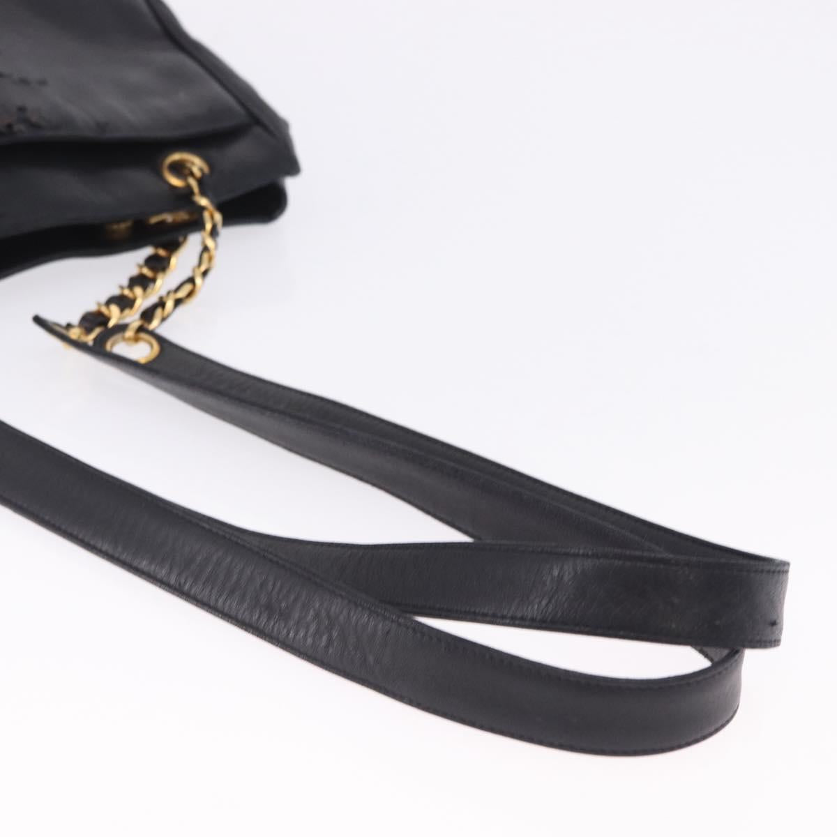 CHANEL Triple Coco Chain Shoulder Tote Bag Leather Black Gold CC Auth 198357 - Jerrillo image 7
