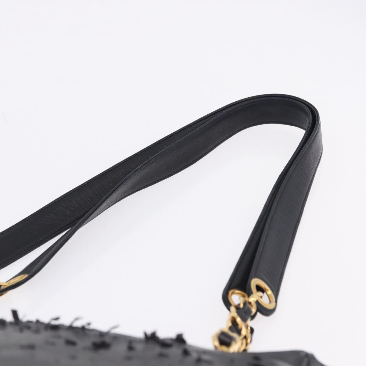 CHANEL Triple Coco Chain Shoulder Tote Bag Leather Black Gold CC Auth 198357 - Jerrillo image 8