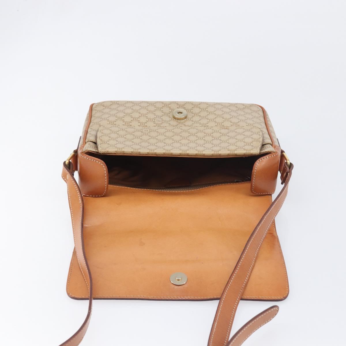 CELINE Macadam Shoulder Bag PVC Leather Beige Gold Tone Auth 198545 - Jerrillo image 9