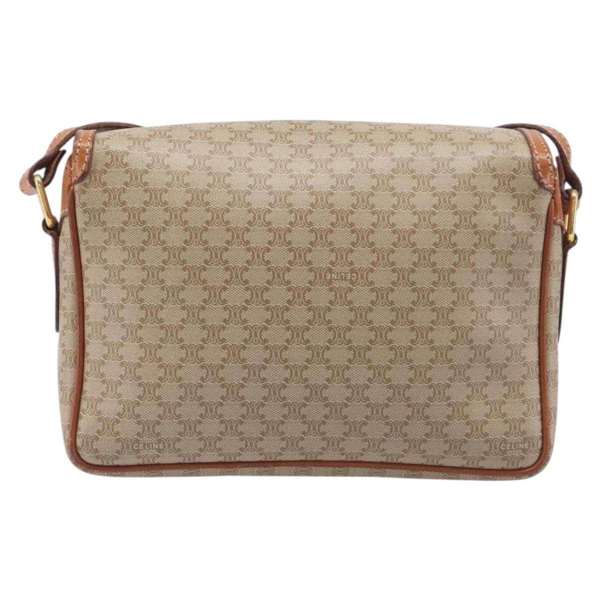 CELINE Macadam Shoulder Bag PVC Leather Beige Gold Tone Auth 198545 - Jerrillo image 2
