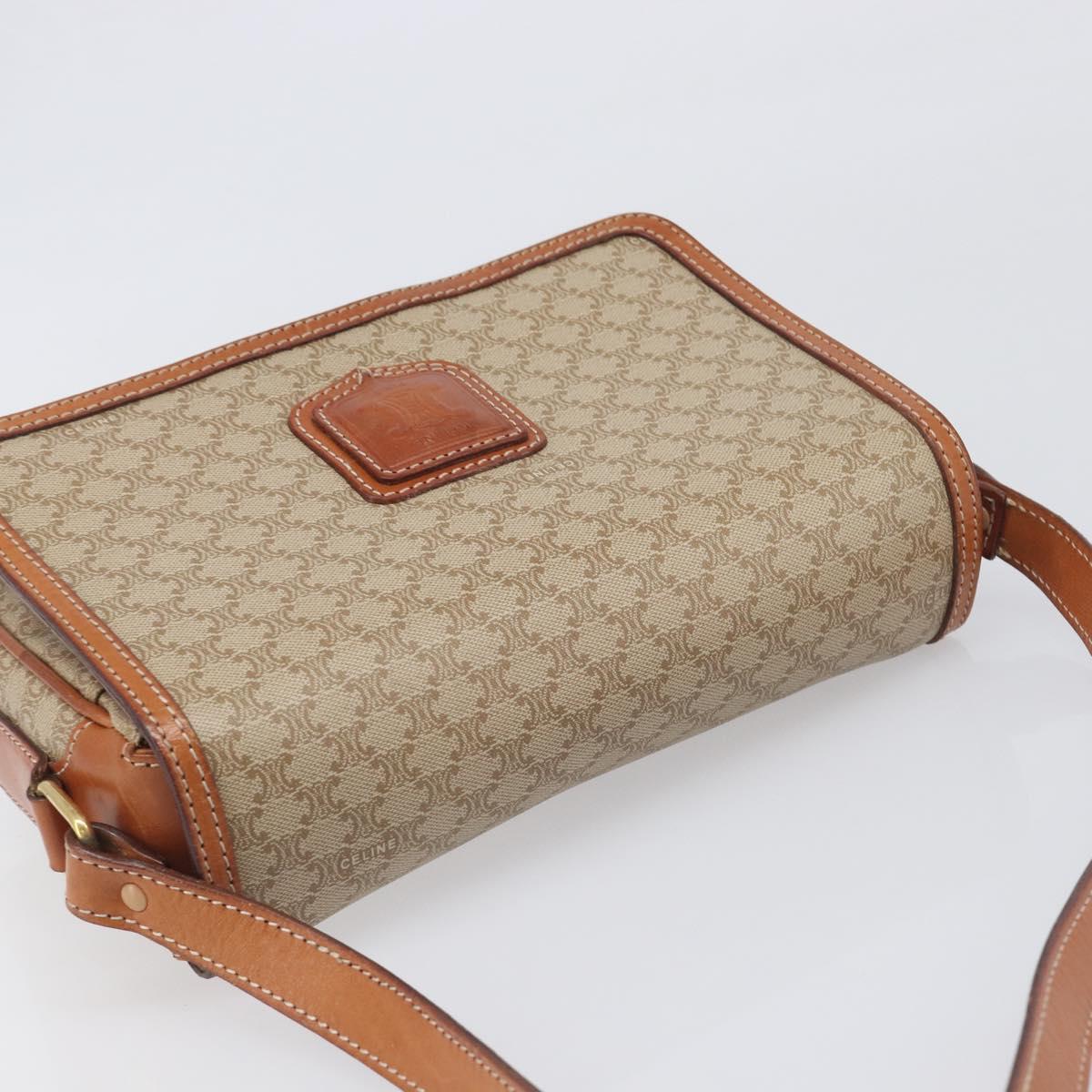 CELINE Macadam Shoulder Bag PVC Leather Beige Gold Tone Auth 198545 - Jerrillo image 6