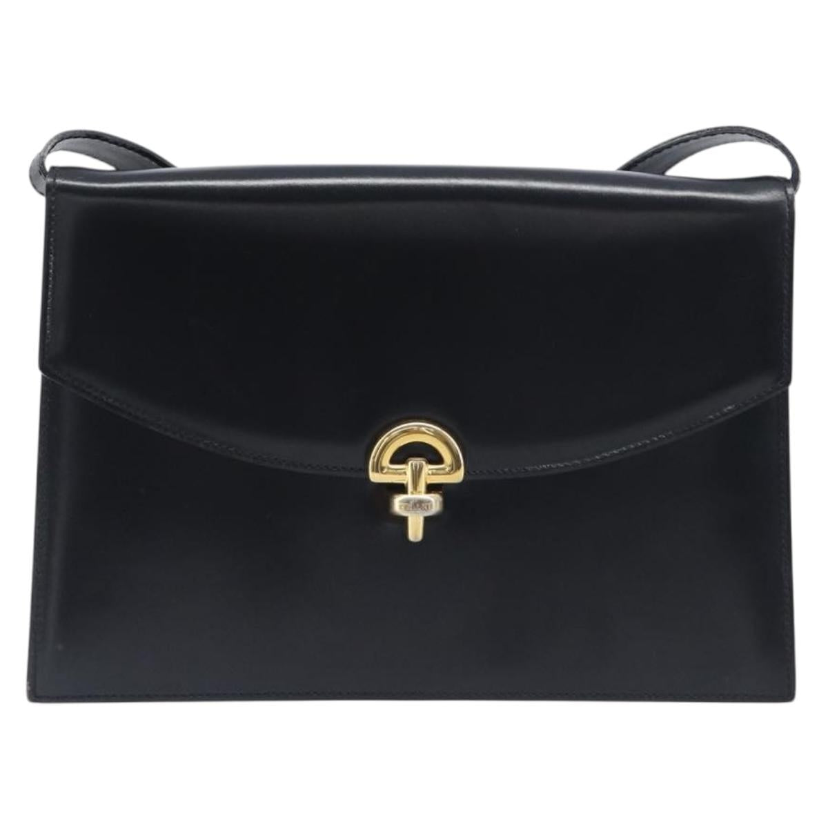 CELINE Shoulder Bag Leather Black Gold Auth 198571 - Jerrillo image 2