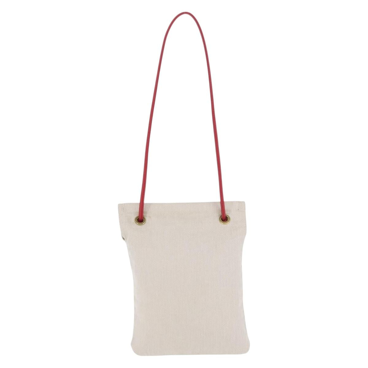 HERMES Aline PM Shoulder Bag Canvas Beige Red Auth 198647A - Jerrillo image 3