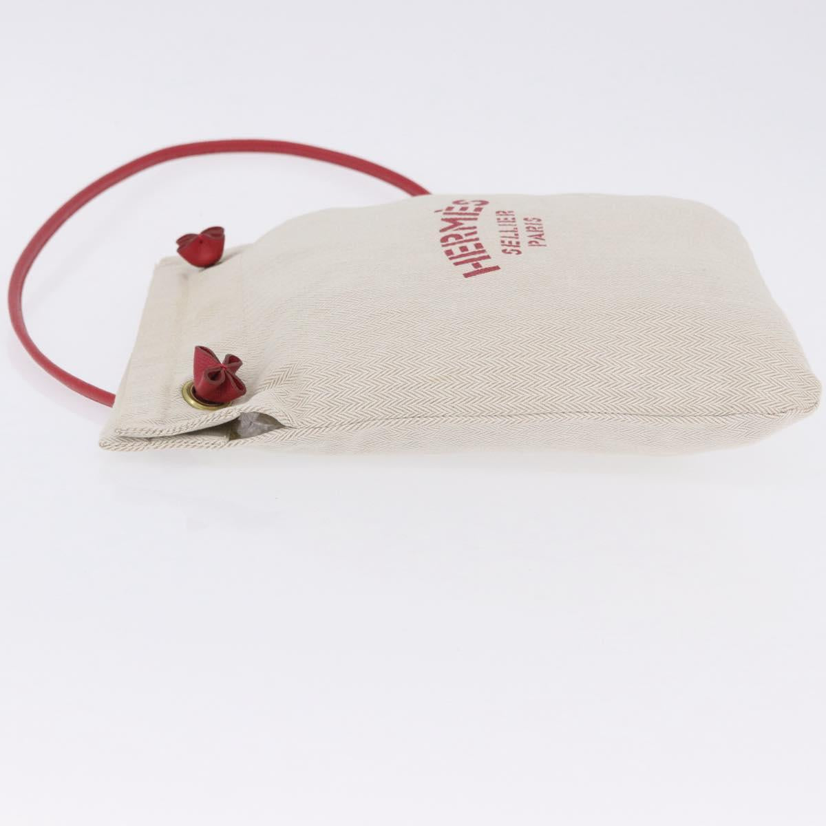 HERMES Aline PM Shoulder Bag Canvas Beige Red Auth 198647A - Jerrillo image 5