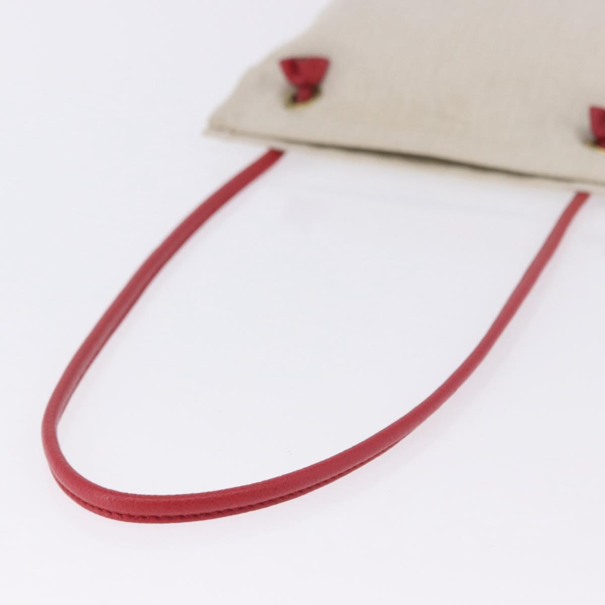 HERMES Aline PM Shoulder Bag Canvas Beige Red Auth 198647A - Jerrillo image 7