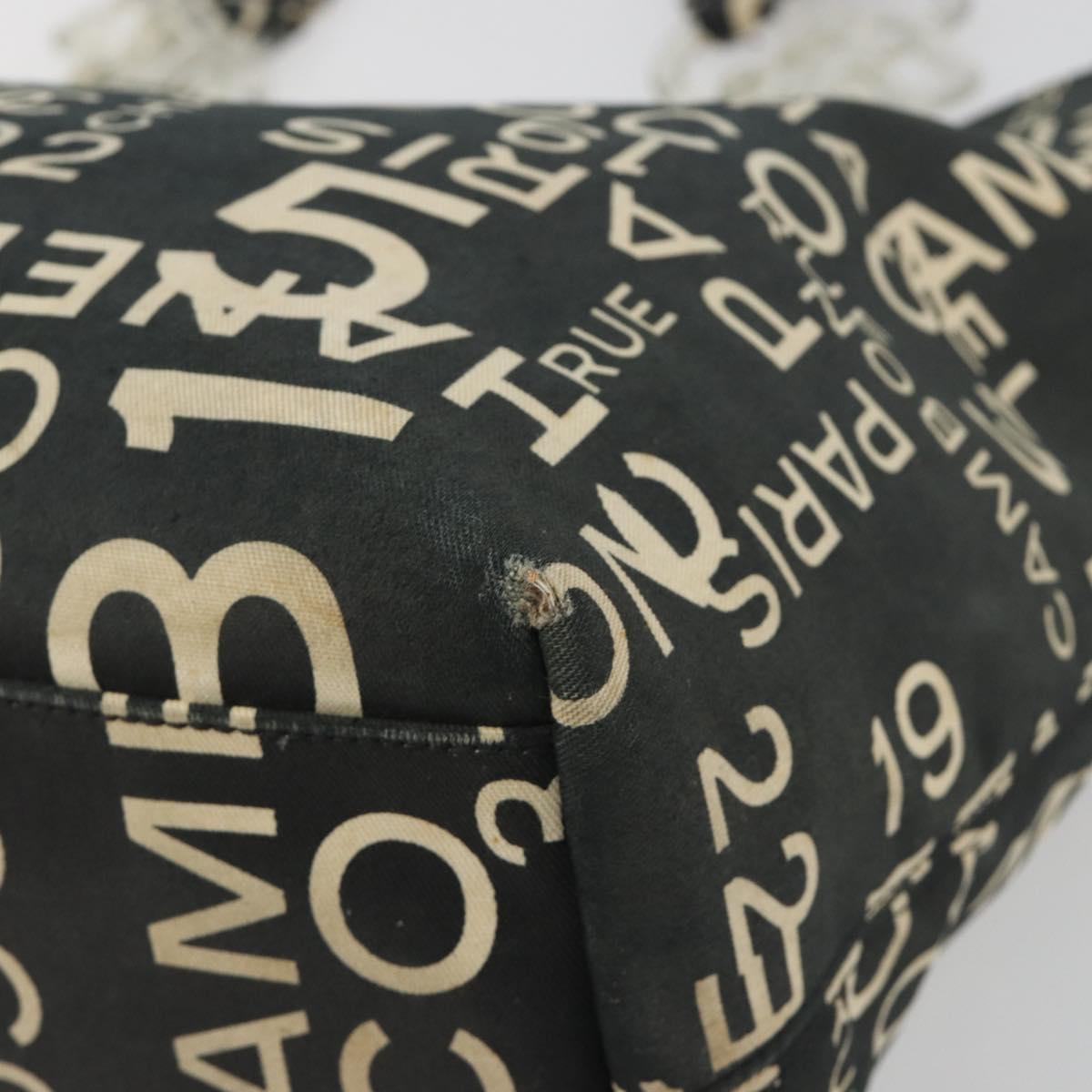 CHANEL Vichy Line Tote Bag Canvas Black Silver CC Auth 198686 - Jerrillo image 9