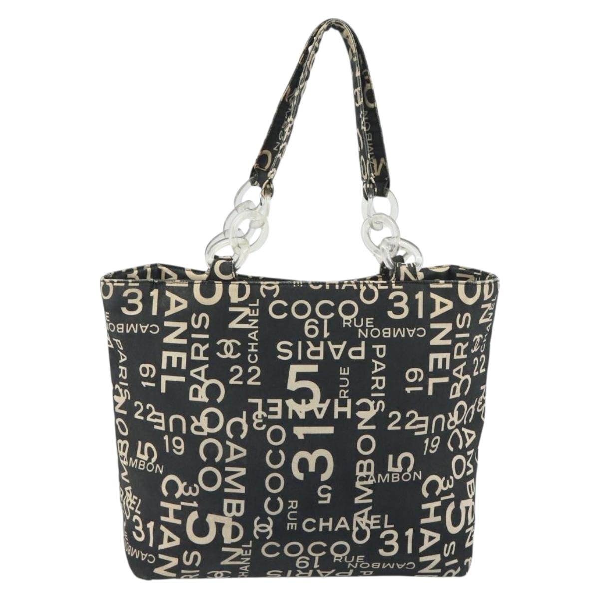 CHANEL Vichy Line Tote Bag Canvas Black Silver CC Auth 198686 - Jerrillo image 2