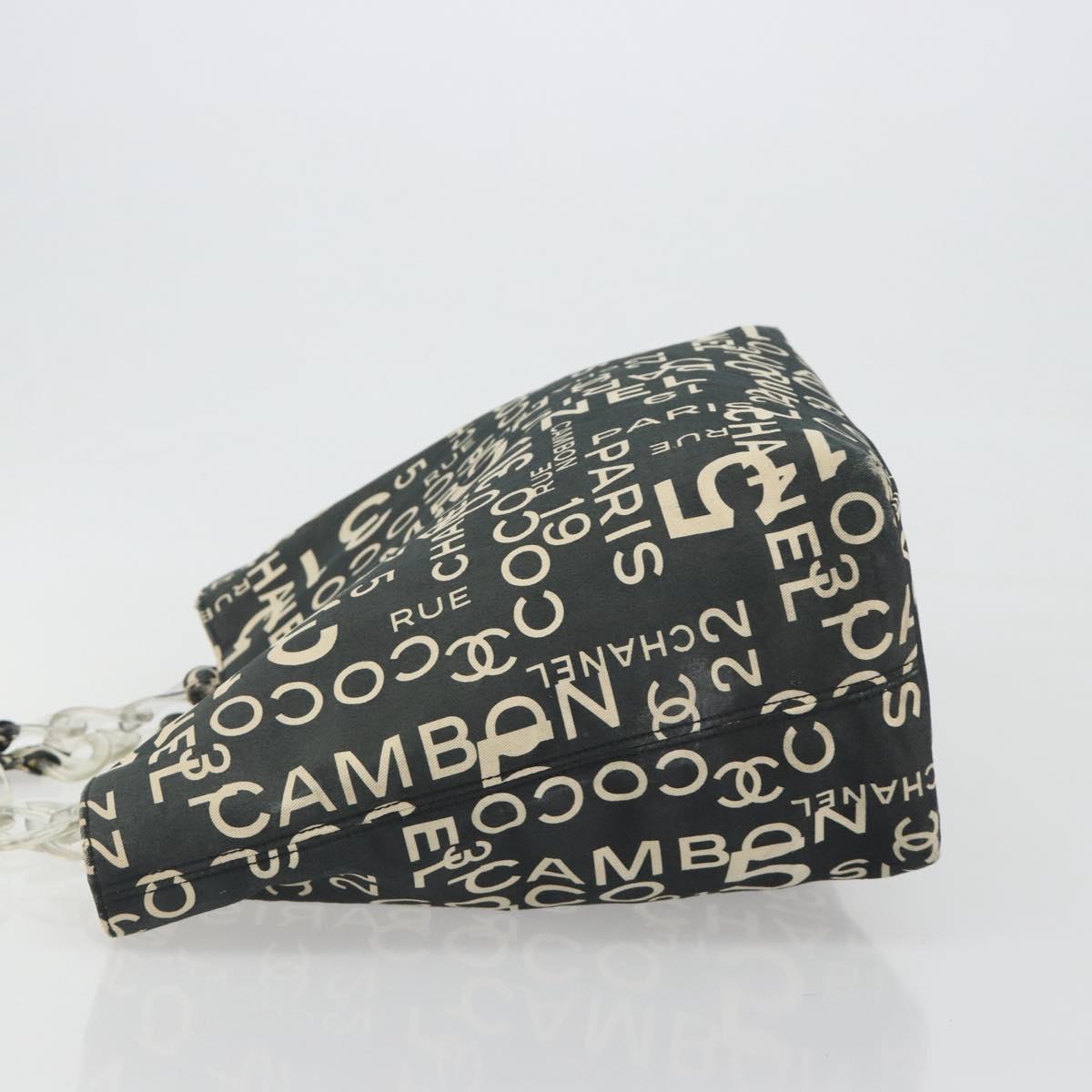 CHANEL Vichy Line Tote Bag Canvas Black Silver CC Auth 198686 - Jerrillo image 4