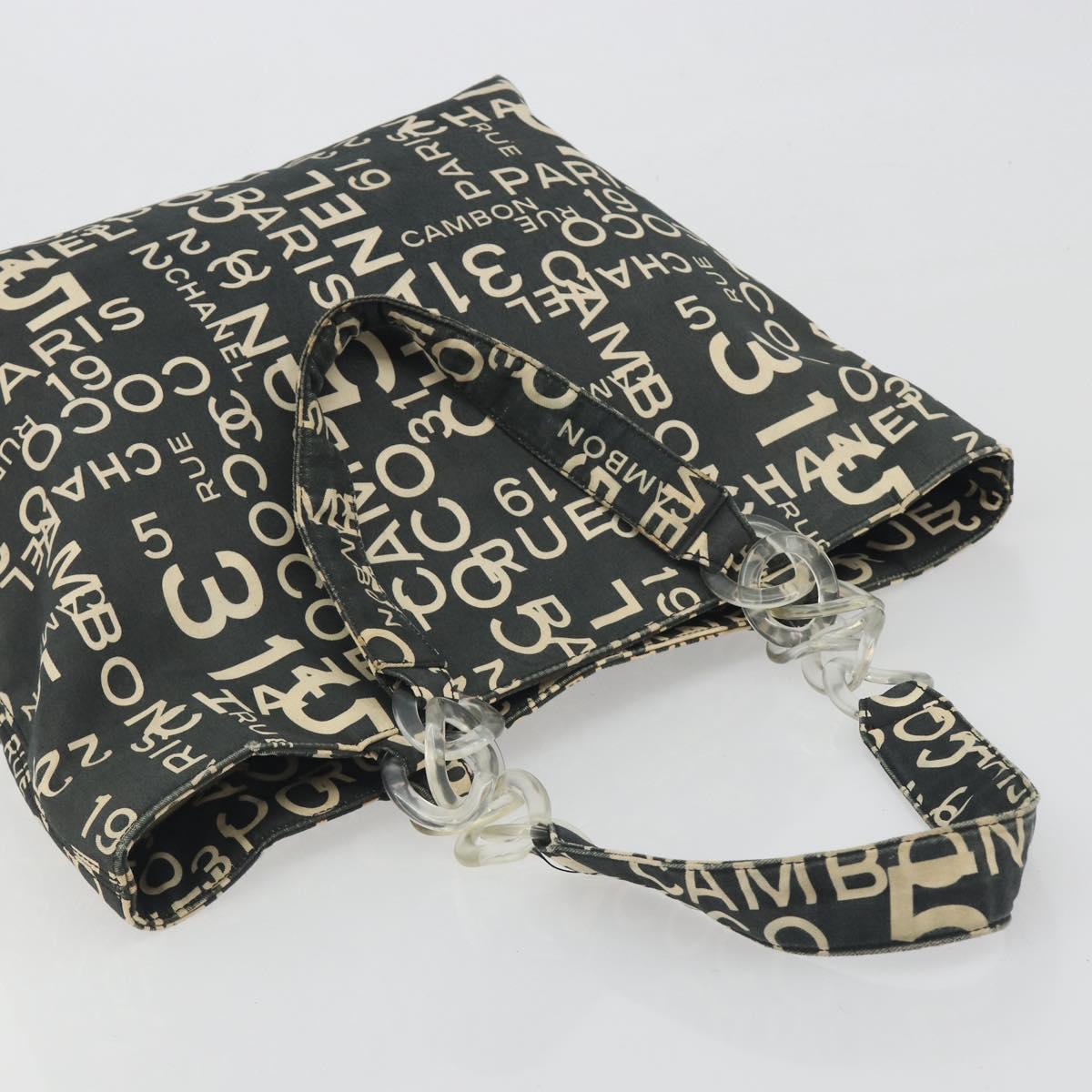 CHANEL Vichy Line Tote Bag Canvas Black Silver CC Auth 198686 - Jerrillo image 6