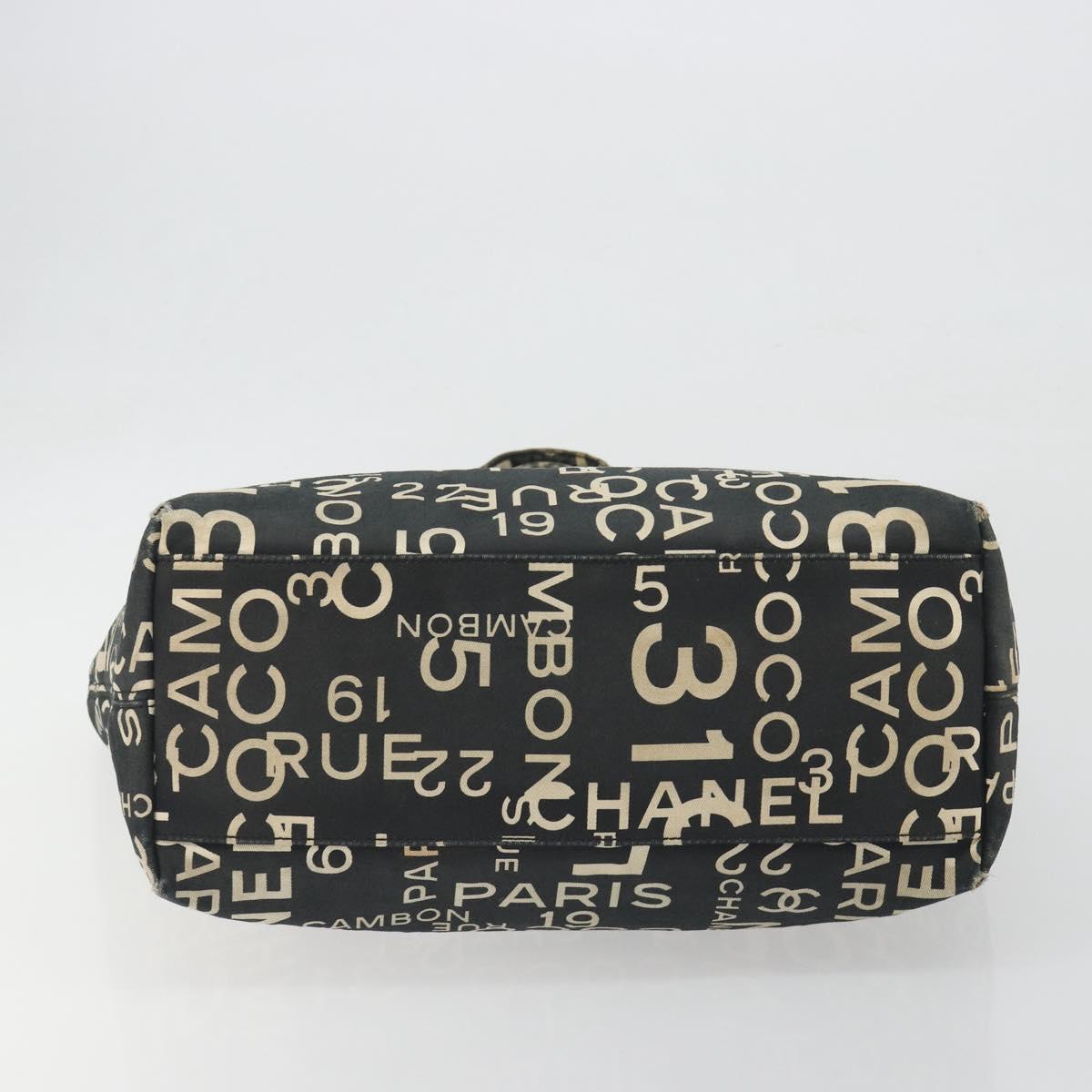 CHANEL Vichy Line Tote Bag Canvas Black Silver CC Auth 198686 - Jerrillo image 5