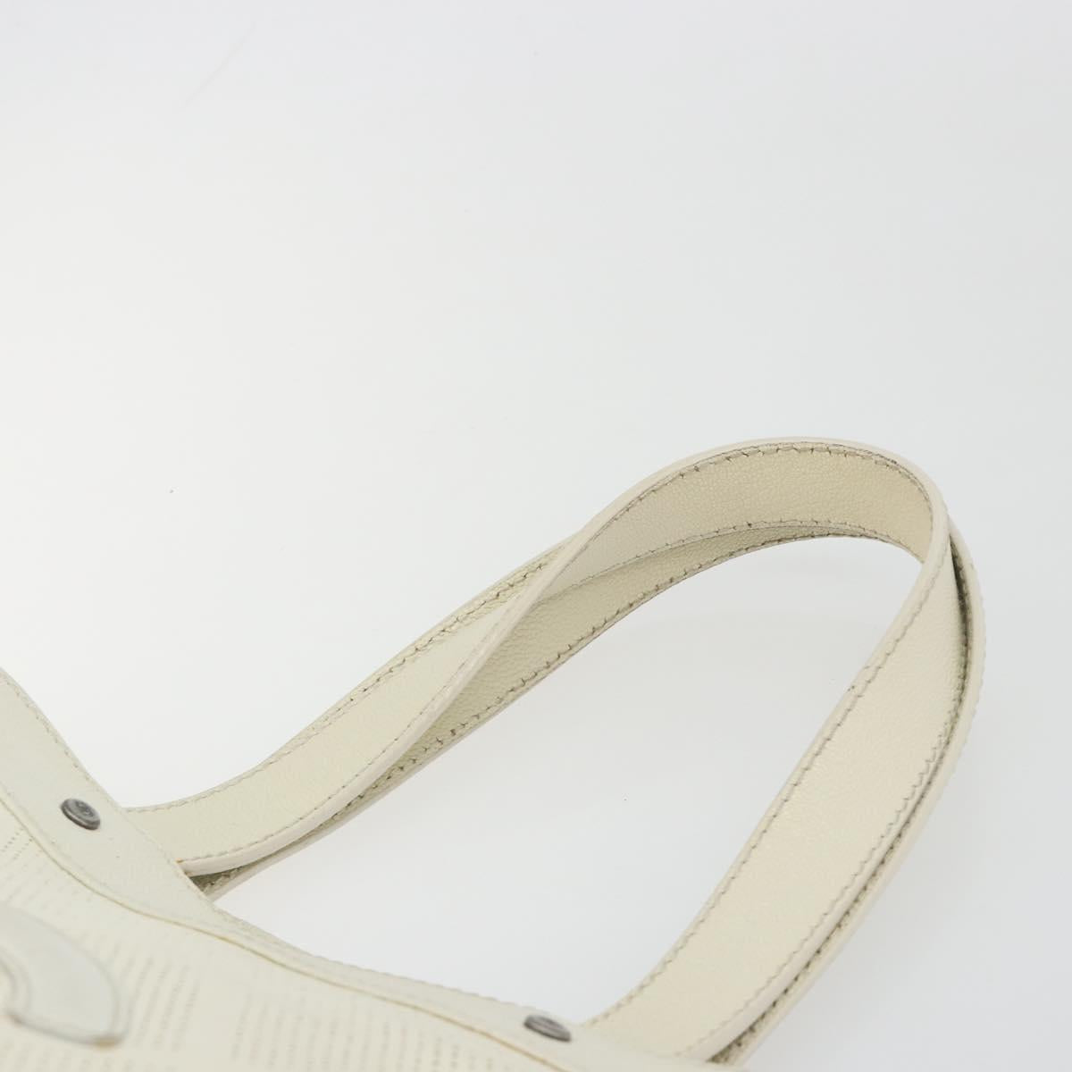 CHANEL Tote Bag Punching Leather White Silver CC Auth 198721A - Jerrillo image 8