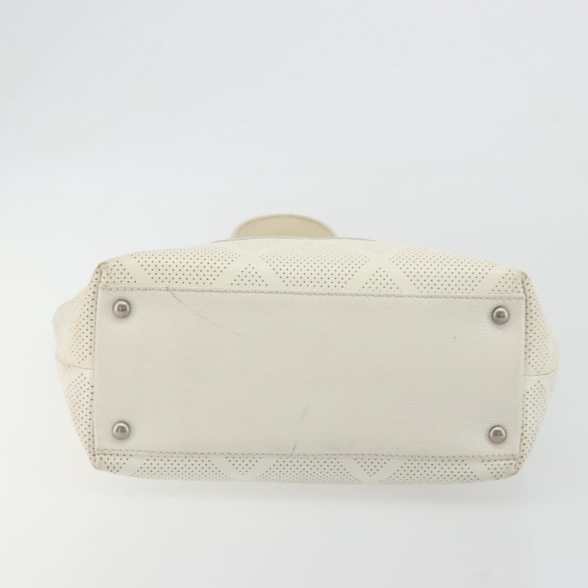 CHANEL Tote Bag Punching Leather White Silver CC Auth 198721A - Jerrillo image 9