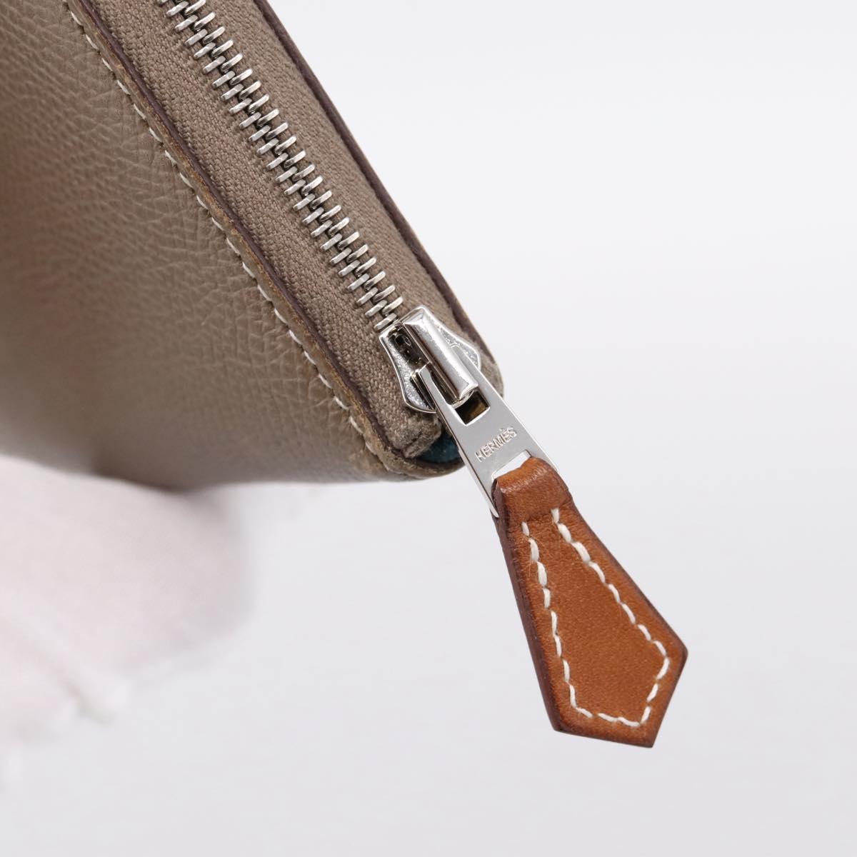 HERMES Azap Long Silk Inn Long Wallet Leather Beige Silver Auth 198757A - Jerrillo image 8