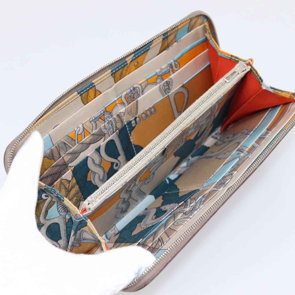HERMES Azap Long Silk Inn Long Wallet Leather Beige Silver Auth 198757A - Jerrillo image 9