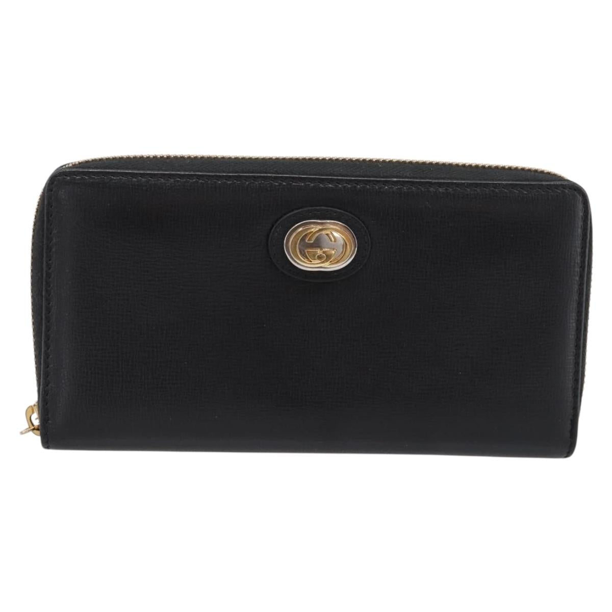 GUCCI Interlocking G Long Wallet Leather Black Gold Auth 198800V - Jerrillo image 2