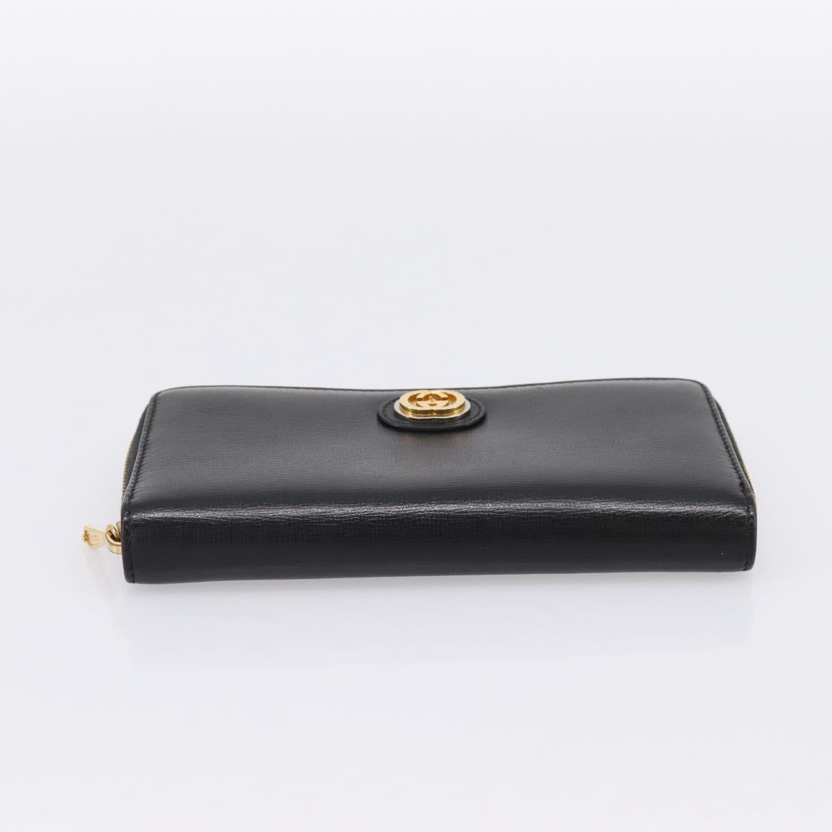 GUCCI Interlocking G Long Wallet Leather Black Gold Auth 198800V - Jerrillo image 7