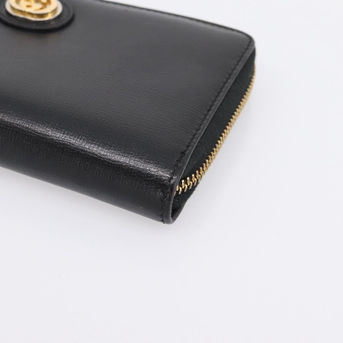 GUCCI Interlocking G Long Wallet Leather Black Gold Auth 198800V - Jerrillo image 8